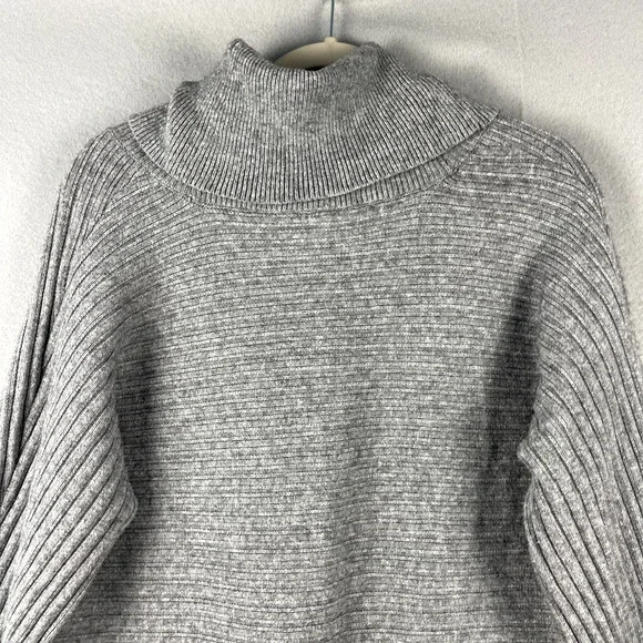 Anthropologie Moth Cowl Neck Sweater Women Large Gray Ribbed Soft Minimal Slouch - Picture 12 of 16